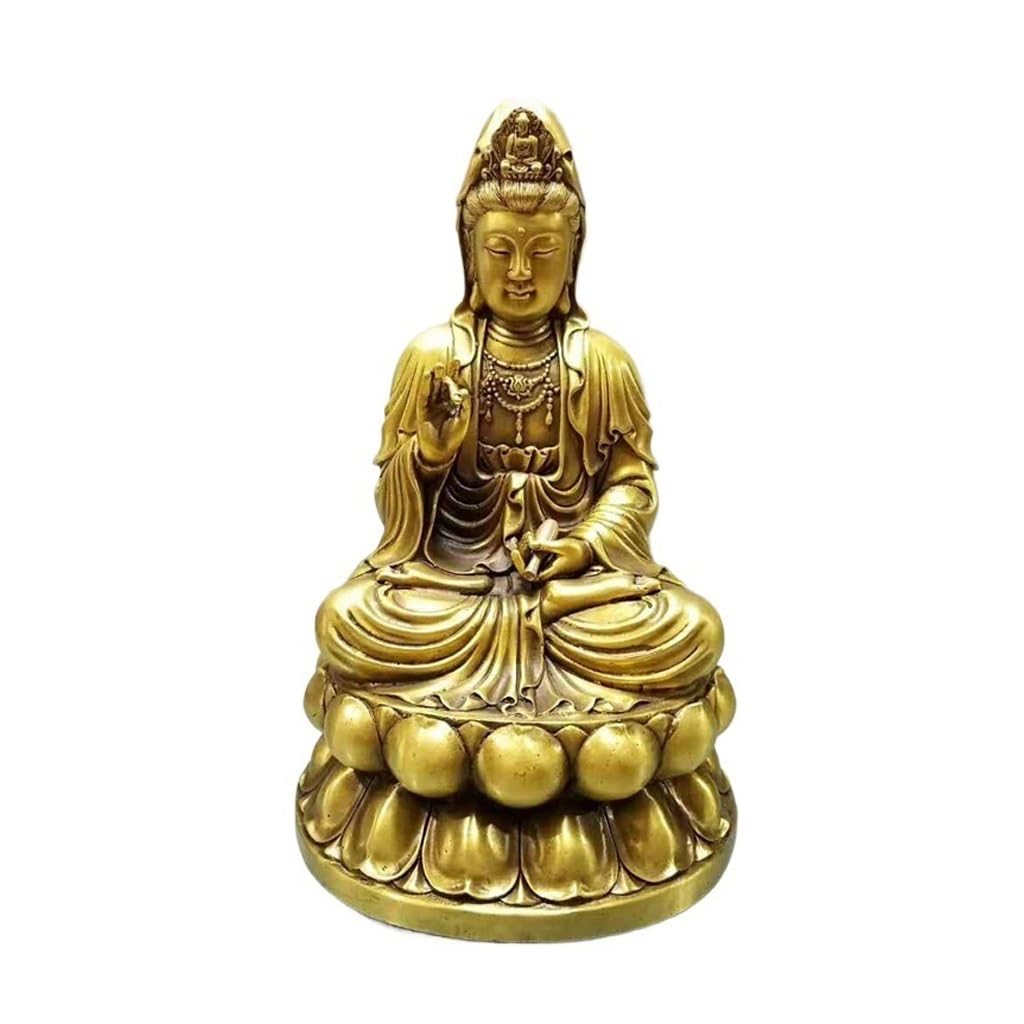 Posąg Buddy do wnętrz mosiężny lotos siedzący Guanyin Bodhisattwa Ornament Feng Shui Dekoracja Dom Rzemiosło Dekoracja Meble Medytująca Statua Buddy Rzeźba (S)
