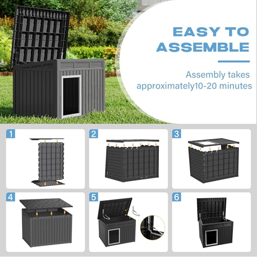 Large Weatherproof Dog House with Removable Roof for Indoor & Outdoor Use - Spacious (42.8" L x 33" W x 31.5" H) Classic Black - Image 4