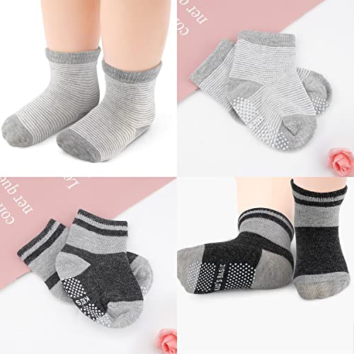 Baby Boy Socks, Non Slip Toddler Socks, 12 Pairs Cotton Grip Socks Crew Socks Grippy Socks for Baby Boy3