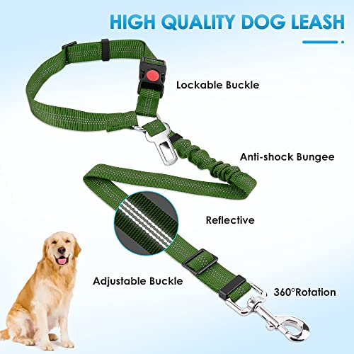 Image of SlowTon Dog Seat Belt for Car, 2 Pack Dog Car Harness Seatbelt with Bungee