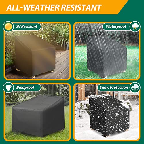 Patio Watcher 100% Waterproof Patio Lounge Chair Cover, Durable Outdoor Lawn Patio Furniture Covers - Black- High Back-25.5" L X32.5 D X34.0 H #TOP6