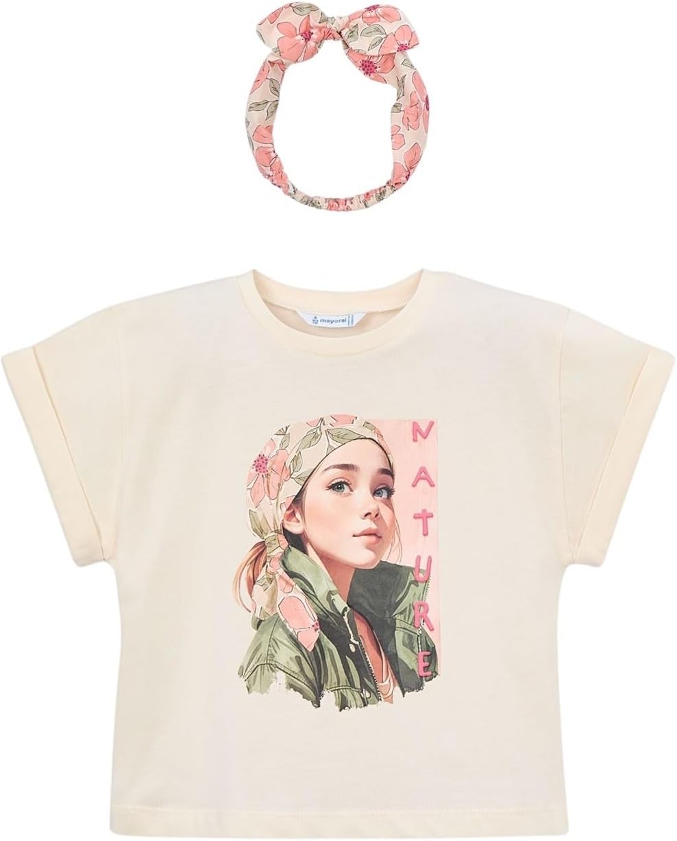 Mayoral Band t-Shirt s/s for Girls Chickpea