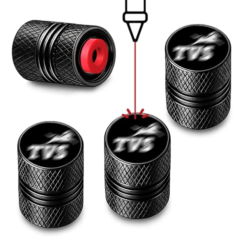 Image of Metal Tyre Valve Caps (Set of 4) | Laser Engraved | Anti-Leak O-Ring | Stylish Air Stem Covers | Universal Fit | Compatible with TVS Bikes & Scooters - Apache, Raider, Ntorq, Jupiter, XL100 & More