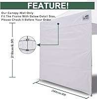 Vista 6 de Eurmax USA Instant Canopy SunWall Tent Tarp Shelter 8x8, 1 Pack Sidewall (Blue)