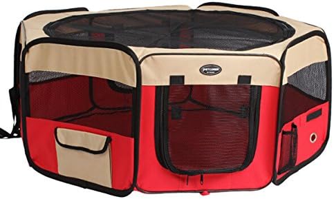 GloMarket Portable Pet Puppy Playpen Kitty Kennel Pet Delivery Room for Indoor and Outdoor (Red)