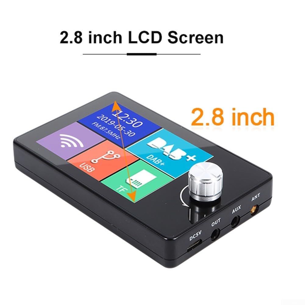 Ricevitore DAB per auto da 2,8 pollici, ricevitore radio DAB digitale, adattatore radio per autoradio, con trasmettitore FM o connessione AUX-OUT