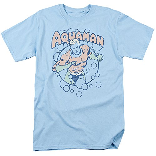 DC Comics Men's Aquaman Short Sleeve T-Shirt, Light Blue, XX-Large