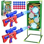 Dinosaur Shooting Toys for 3-10 Year Old Boys,Shooting Game for Kids 3-10 Year Old Boy Gifts Foam Ball Blaster with 2 Air Guns, 24 Soft Balls & 3 Dino Targets Outdoor Garden Toys Birthday Easter Gifts