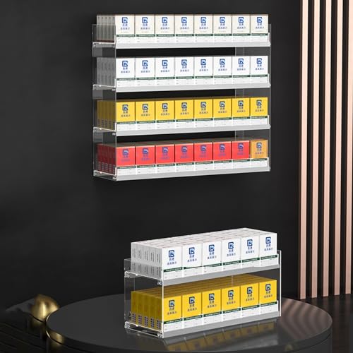 Présentoir à cigarettes mural et support de comptoir transparent pour commerce de détail