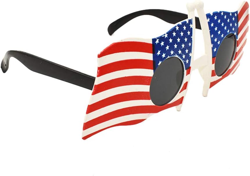LOGOFUN 6pcs American Flag Sunglasses Funny Party Eyewear Us Patriotic Glasses 4th of July Hair Hoop Cheering Props for Men Women