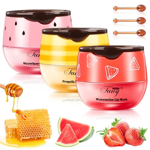 Bálsamo labial Bee Bálsamo 3 unidades, bálsamo de labios Honey Lip Bálsamo para el cuidado de los labios, máscara de labios Overnight, máscara para dormir de labios, bálsamo natural de abeja para