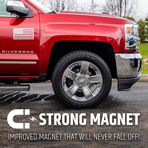 Premium American Flag Magnets For Trucks And Cars (3 Pack) + Bonus Reverse Flag | Magnetic Us Flags Cut-Out | Powerful Magnet - Will Never Fall Off Your Vehicle | White | Not For Aluminum Cars #TOP3