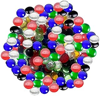 ARSUK 170-180pcs Decorative Glass Pebbles, Stones Beads Rounded Gems Flat Marble, Vase Filler, Fire Artificial Crystal Gemstones for Aquarium,Mosaic Tiles Vases Craft, Flowerpot(Mixed Color)