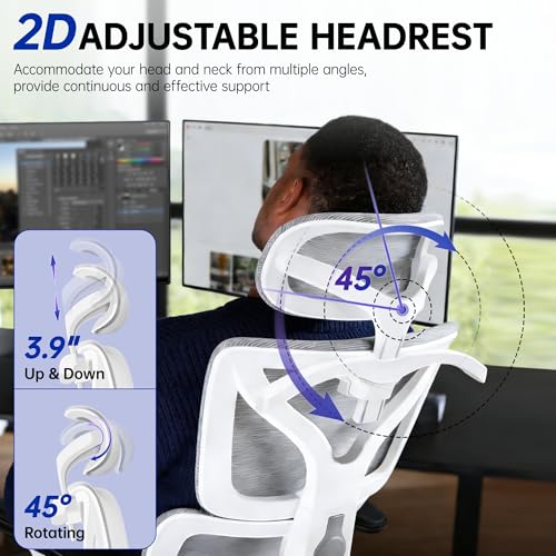 Image of Ergonomic Office Chair, High Back Mesh Computer Chair with Comfortable Adaptive Lumbar Support, Built-in Coat Hanger, SGS Class 4 Gas Lift, Heavy Duty 300lbs for Long Hours Home Office