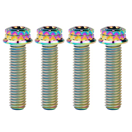 Image of Titanium Flange 12 Point Head M8 x15 20 25 30 35 40 45 50 55 60 65mm Screw Bolt Pack of 4 (M8x30mm, Rainbow)