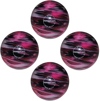 BuyBocceBalls - EPCO Candlepin Bowling Balls - Marbleized - Magenta, Black & White - 4 Balls - Made in USA