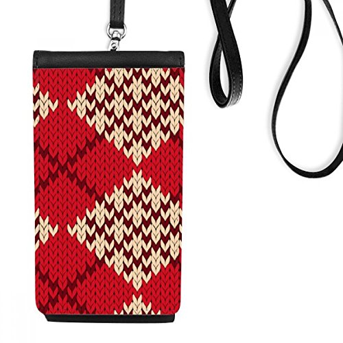Sac téléphone cuir beige et motif nordique rhombus pour smartphone