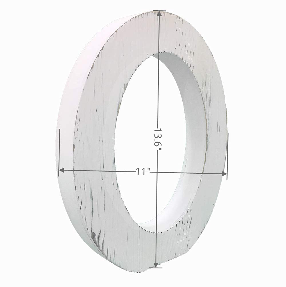 Extra Large Wood Decor Letters Wood Distressed White Letters DIY Block Words Sign Alphabet Free Standing Hanging for Home Bedroom Office Wedding Party (O)