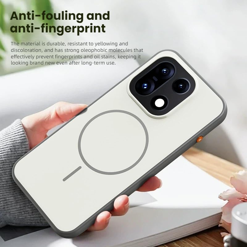 Fishilly Case Compatible with OnePlus 15 5G 2025, Magnetic Slim Case Supports Wireless Charging, Matte Skin-feel Drop-proof Protective Cover | 5G 2026 - view 2