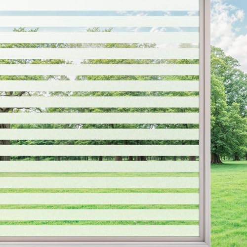 DARUITE Vinilos para Cristales 30x200cm, Esmerilado Rayas Medianas Vinilo Adhesivo Cristal Decorativos Electrostatico Anti UV Translucido Laminas Vinilo Ventana Privacidad para Hogar, Oficina