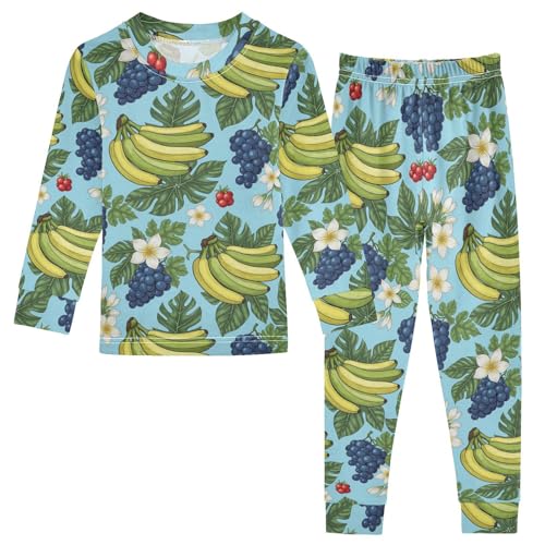 Pajama Sets Long Sleeve Fruits Flowers Pattern Soft Comfy Sleepwear 2 Piece PJS 3-8T