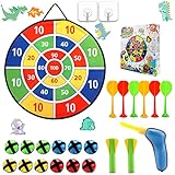 Yuragim Kinder Klett Dartscheibe Set, Wurfspiel Kinder Dart Kinderspiel Junge Mädchen Spielzeug Geschenk Spiele für Drinnen und Draußen zum Aufhängen, 12 Bälle+2 Haken+6 Darts+2 Dartkugeln