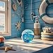 JUYOULE Hand Blown Ocean Wave Glass Ball ：Unique Gift for Beach Lovers，Beach Decorations for Home, Sea Glass Paperweight for Coastal Room Decor, Aquarium & Ocean Themed Decorations