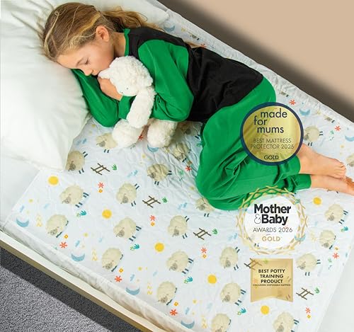 Bedwetz Protectores de cama de entrenamiento para ir al baño | Protector de colchón 100% impermeable | Sábanas para enuresis de cama individual y niños pequeños | Alfombra antideslizante con pliegues