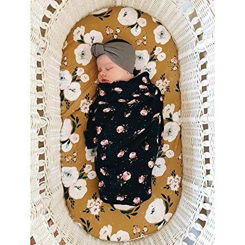 Moses Basket Baby Sheet Bassinet Set 2 Pack Sheet Cradle Fit For Halo Bassinet Swivel Sleeper Fitted Hourglass Bassinet Mattress Sheet (Floral) #TOP4