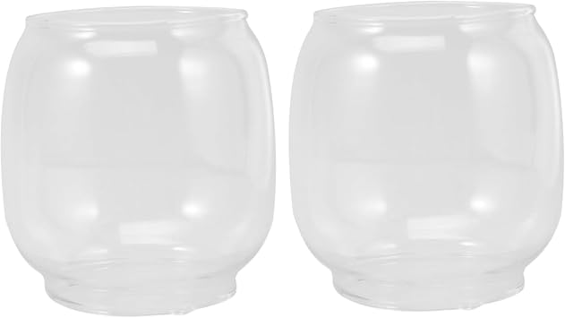 2Pcs Oil Burner Glass Pipe, Transparent Oil Lamp Globe, Vintage Oil Lamp Chimney, Heat-Resistant & Windproof Hurricane Lamp Globe Replacement for Home Camping