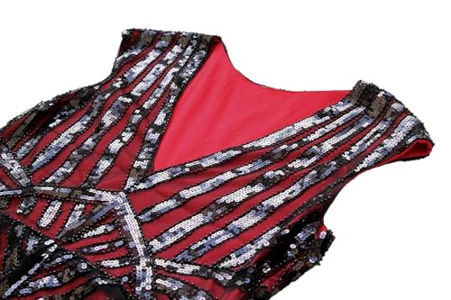 Image of Women Evening Maxi Long Dress 1920s Sequin Mermaid Hem Wedding Prom Gown Costume w / 20s Gatsby Accessories Set