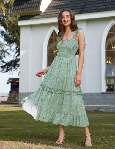 Image of Scarlet Darkness Floral Dress for Women 2026 Flowy Sundress Smocked Cottagecore Dresses