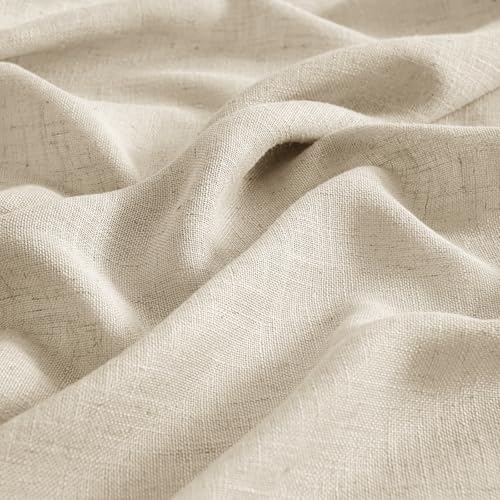 MIULEE Linen Curtains 63 Inch Length 2 Panels for Bedroom Living Room, Soft Thick Linen Textured Back Tab Kitchen Window Drapes Semi Sheer Light Filtering Rod Pocket Modern Farmhouse Decor