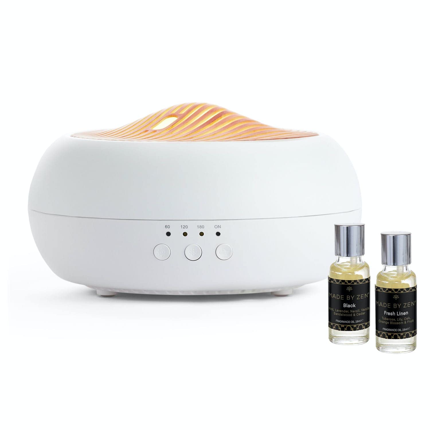 MADE BY ZEN MYSA Bundle : Essential Oil Aroma Diffuser with Black and Fresh Linen Oils : Ultrasonic Aromatherapy : Plug In
