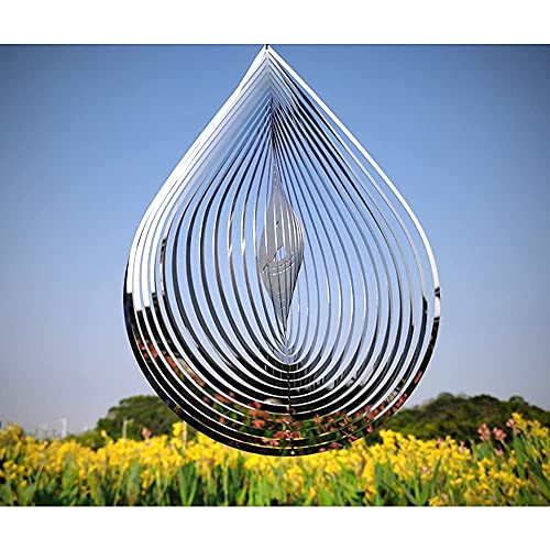Kexsscai WATER DROP-SILVER Wind Spinner 3D Stainless Steel Metal Sculptures Decorations thumb #3
