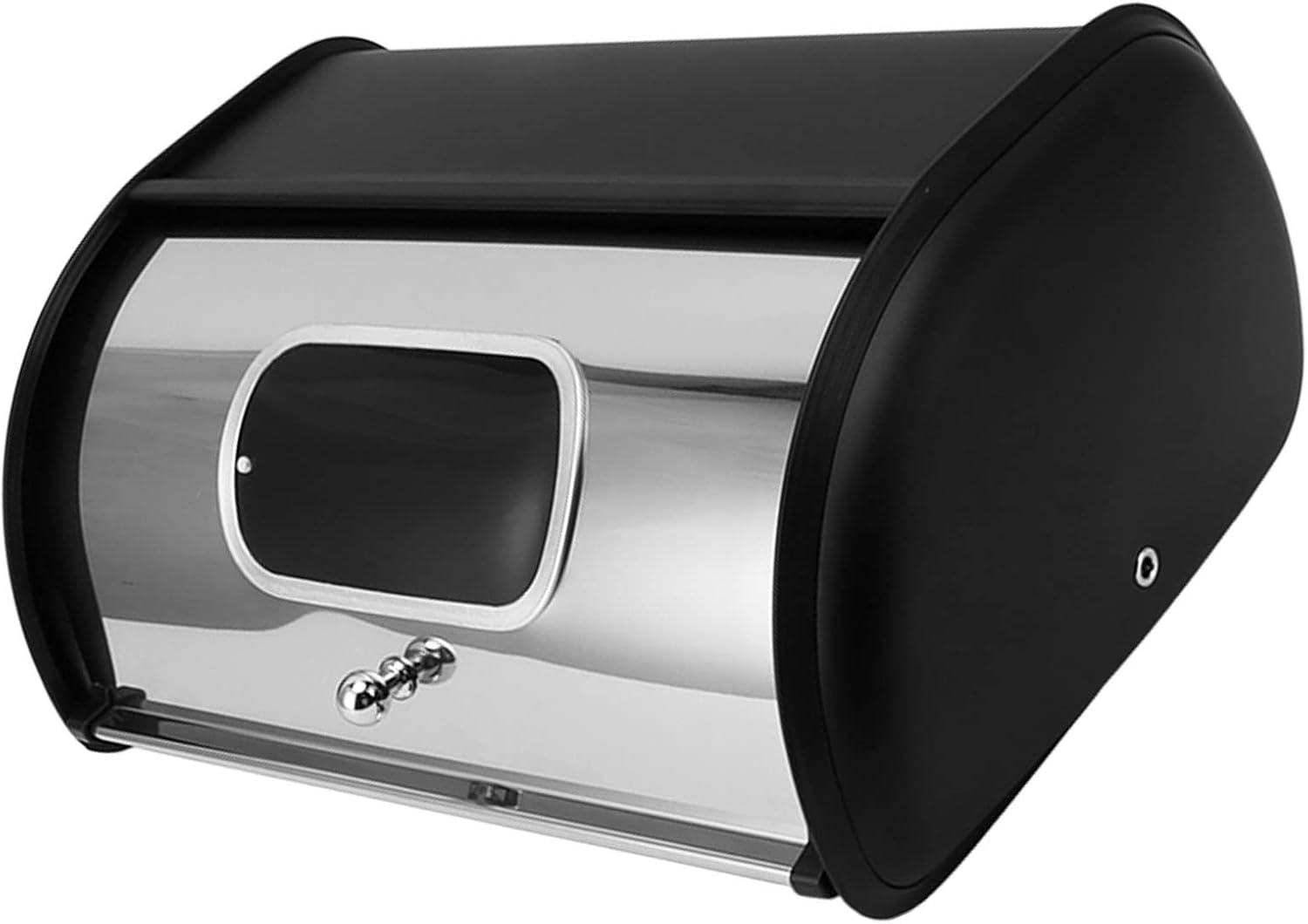 Breads Box, Iron Large Capacity Bread Storage Container Multifunctional Transparent Small Window Bread Bin for Home Kitchen (Black)
