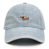 MONYRA Unisex Baseball Cap mit Dackel-Stickerei, Verstellbare Jeans Kappe, 100% Baumwolle, Denim Dad Hat für Damen & Herren (Hellblau (Light Wash))
