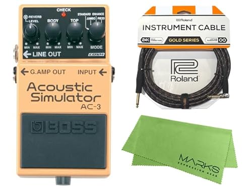 BOSS �R���p�N�g�G�t�F�N�^�[ Acoustic Simulator AC-3 + Roland �P�[�u�� +�N���X �Z�b�g