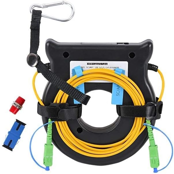 KOMSHINE OTDR Launch Cable Box SingleMode SM G652D 9/125um OTDR Dead Zone Eliminator Single-Mode OTDR Patch Cord Fiber Ring SC/APC-SC/APC 1KM, 0.3-0.5 dB/KM Loss for SM Fiber