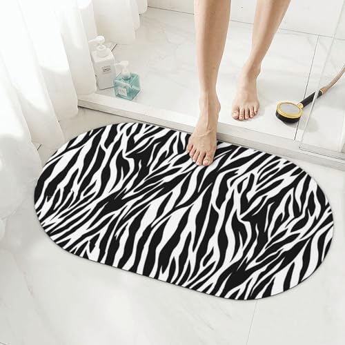 EVANEM Badematte mit Zebramuster, Kieselgur, rutschfest, schnell trocknend, super saugfähig,...