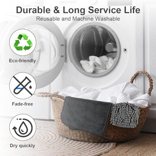 vsshe Juego de 5 Piezas para el Cuidado del automóvil con 3 paños de Microfibra para automóvil de 600 gsm y 2 Manoplas de Lavado de Microfibra, para automóvil y hogar(40x30cm) - imagen 6