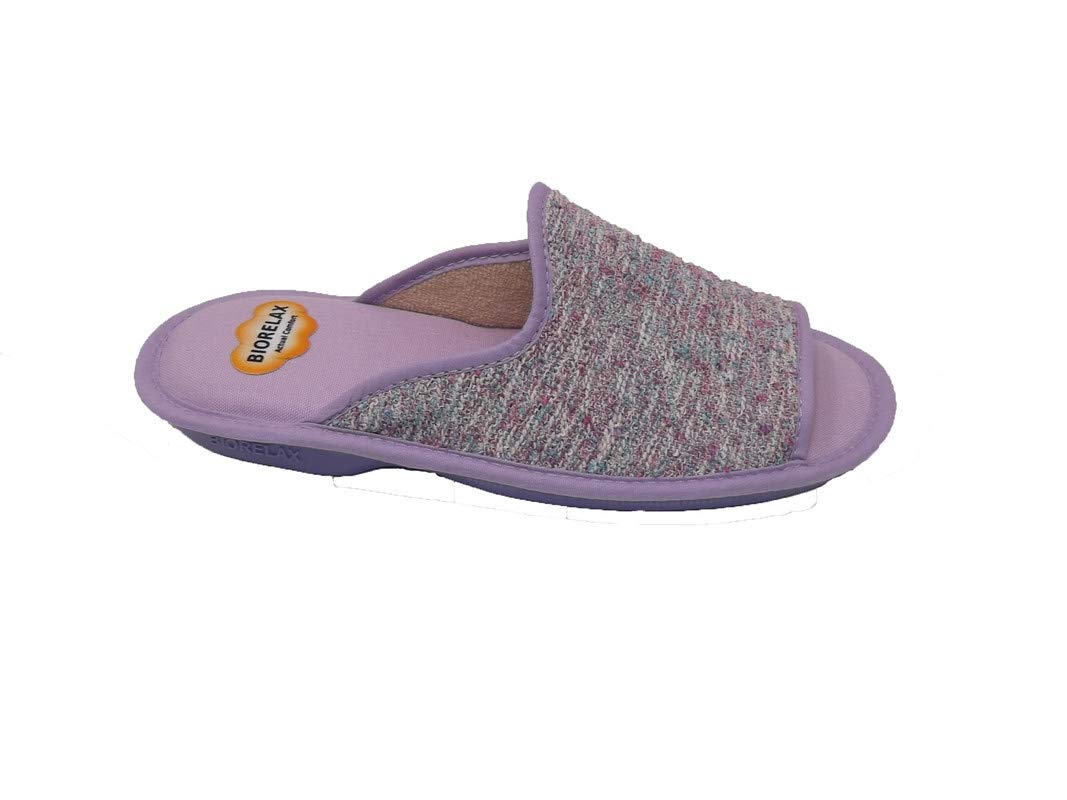 Zapatilla de Estar por casa/Mujer/Biorelax/Material Empeine: Téxtil/Color Lila/Suela de Goma Antideslizante/Cámara de Aire