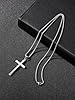 Jovivi Mens Silver Cross Necklace for Men Women,Stainless Steel Cross Crucifix Pendant Chain Necklace for Boys Men's Jewellery Christian Gifts #1