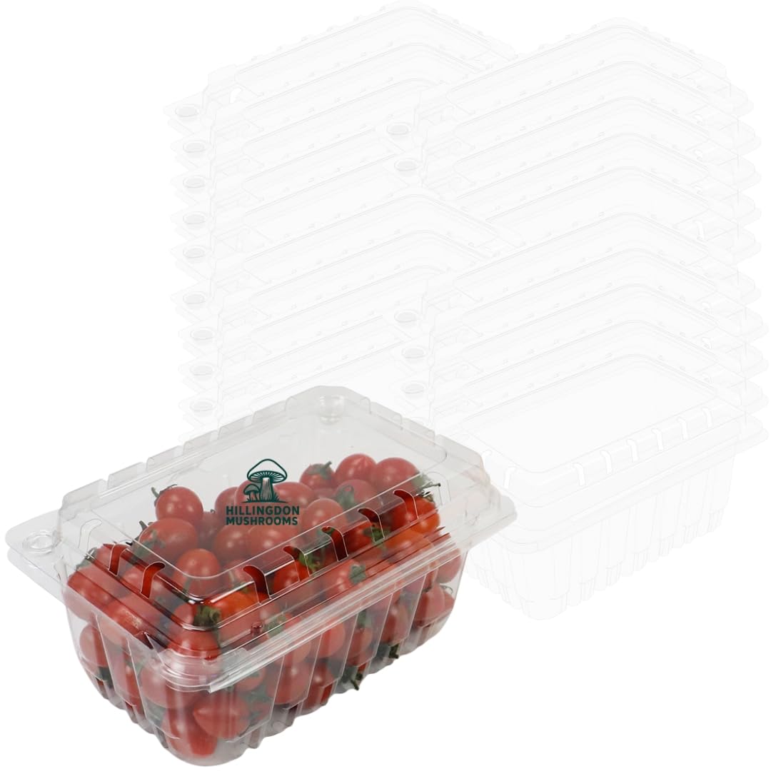 10Pcs Clear Plastic Vented Clamshell Food Containers – Reusable Hinged Produce Boxes for Fruit, Vegetables, Salads & Meal Prep – Stackable Storage Containers