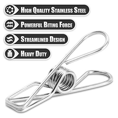 Image of FDSHIP Stainless Steel (Set of 20) Multipurpose Sturdy Clothes Hanging Clips, Clothes Drying Clips, Clothes Pegs, Clothespin,Rust Proof (Small)
