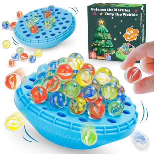 Image of Marble Balance Game, Wobble Marble Stacking Game for Kids 6+, Family Games for Kids and Adults with Built-in Storage, Marbles Board Game for 1-4 Players, Fun Birthday Party Games Toys