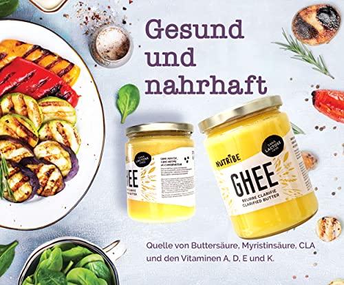 Nutribe® Ghee Bio 500 g – Aus Sommermilch – Zum Braten, Kaseinfrei (Ayurvedisch, Keto & Paleo) 2er Pack