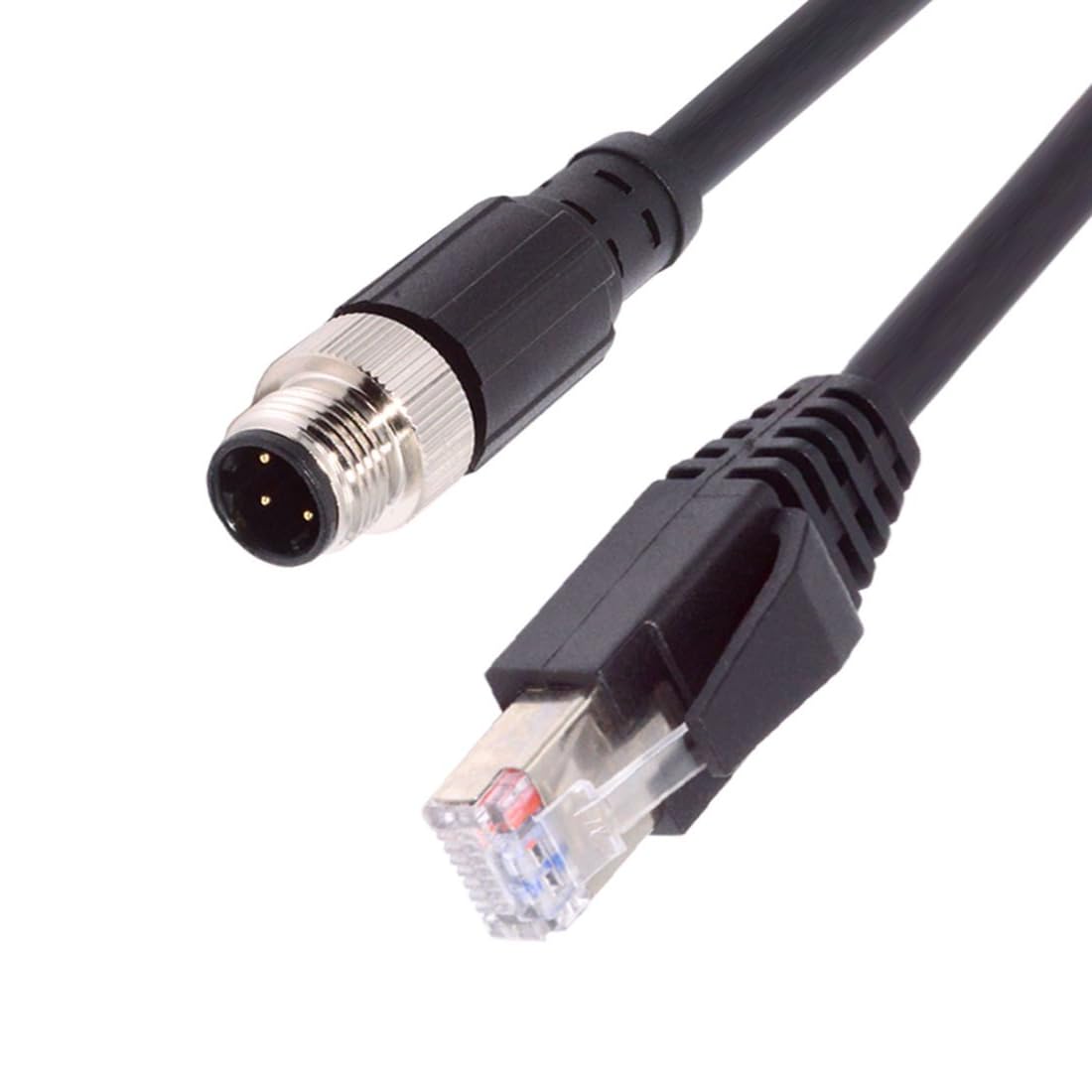 chenyang RJ45 to M12 Type-D D-Coded 4Pin Cat5e Network Cable for Industrial Applications Ethernet IP67 Patch Cord