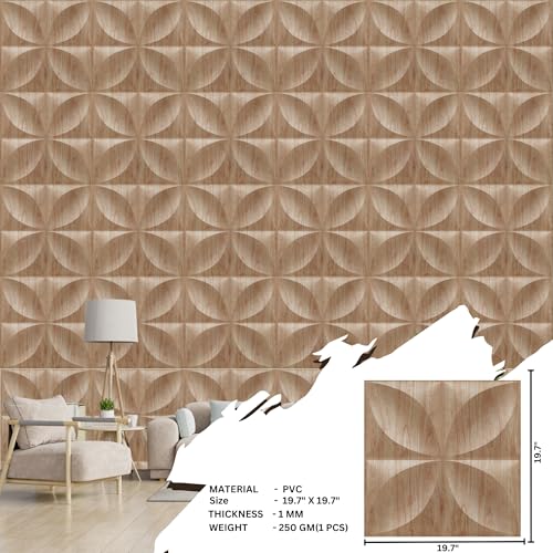 Image of Kayra Decor Wall Panels for Bedroom Butterfly Design Beech Wood Color 19.7 inch x 19.7 inch (Pack of 18) - Covers 48.51 Sq. Ft.