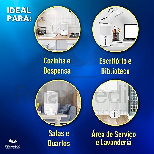 Desumidificador de Ar e Ambiente Portátil Elétrico Antimofo Silencioso Air Ion Bivolt Reservatório d